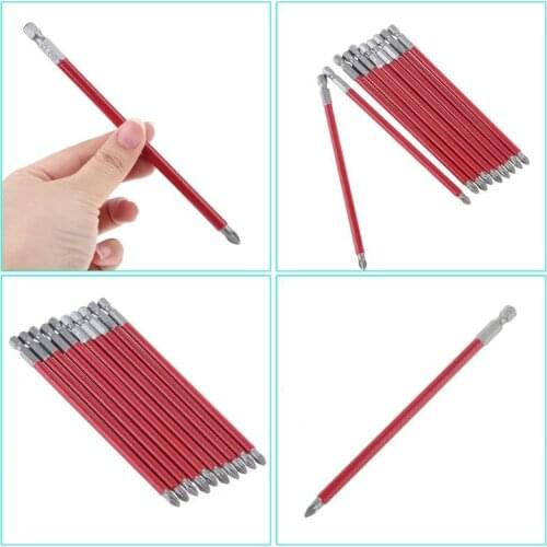 10pcs PH2 150mm Power Drill Bit Set Long Reach Non Slip 1/4'' Hex Screwdriver