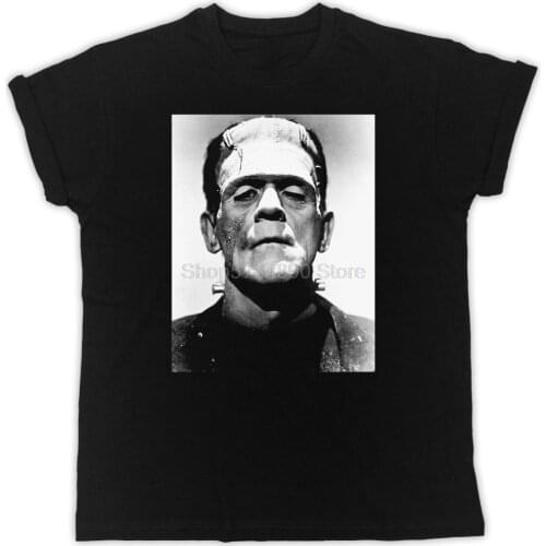 New Brand-Clothing T Shirts FRANKENSTEIN MOVIE POSTER COOL SHORT SLEEVE UNISEX BLACK T-SHIRT Men O-Neck Tee Shirt