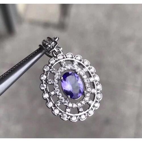 New Fashion Natural Real Tanzanite Pendant Fahsion Tanzanite Necklace 925 sterling silver For men or women