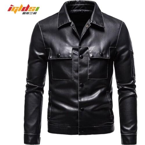 2021 New Mens Winter Faux Leather Jackets Autumn Zipper Basic Motorcycle Biker Windbreaker Male PU Casual Outwear Coats M-4XL