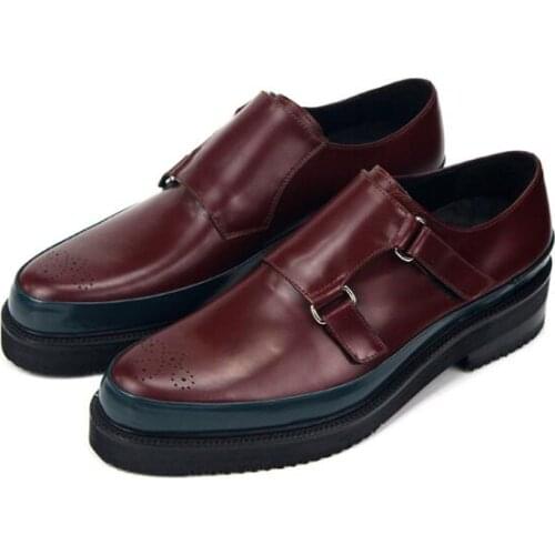 Novelty Buckle Men shoes Genuine Leather Mens shoes Formal High Quality Dress shoes for men