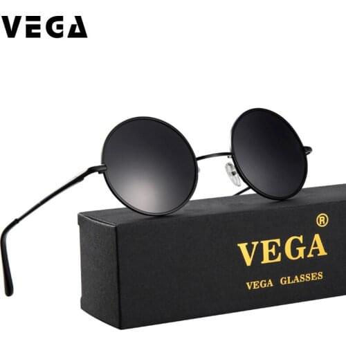 VEGA Polarized 80s 90s Retro Round Glasses Men Women Metal Round Sunglasses Vintage Small Hippie Glasses Circle Lenses 8024