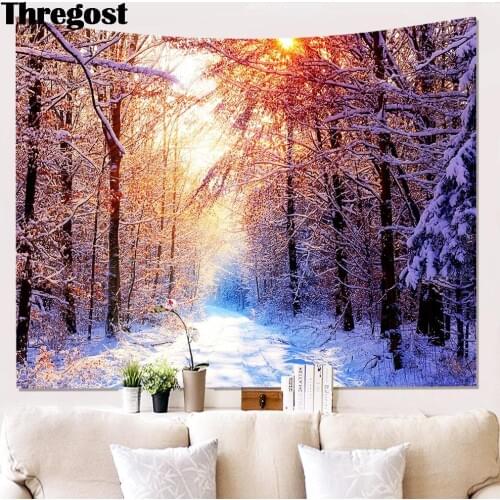 Snow Scenic Decorative Wall Hanging Tapestry Bohemian Macrame Wall Art Blanket Home Decor Multicolor Bedroom Sheets Yoga Mat