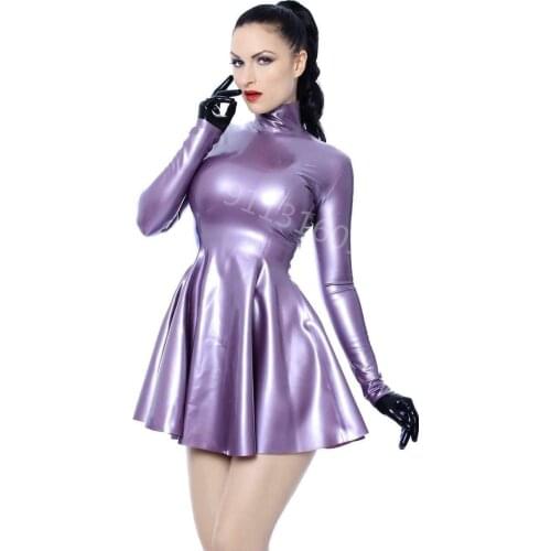 Sexy Natural Latex Women Dress Summer Girls Skirts High Neck adult love live cosplay