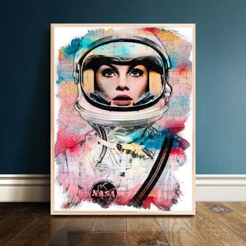 Full Round Cross Stitch 5D DIY Diamond Painting Home Decor Picture Female astronaut Embroidery Pattern Wall Sticker gift BY748