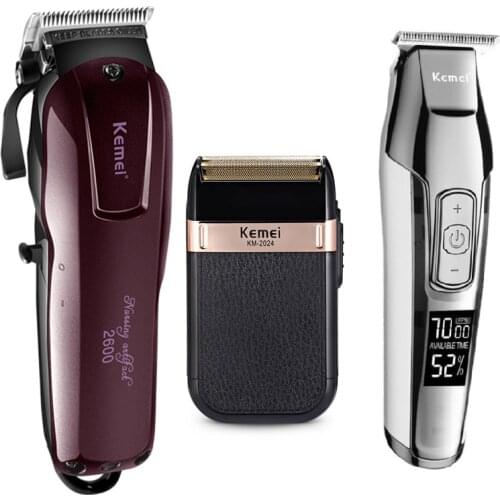 Kemei Professional Electric Hair Clipper Rechargeable Hair Trimmer Haircut Shaving Machine KM-5027/2600/2024