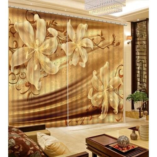 Modern Home Decoration Blackout 3D Curtain stereoscopic Blackout curtain flower curtains