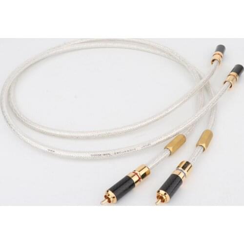 Pair QED 6N Pure Copper Silver Plated Audio RCA Interconnect Cable With Carbon Fiber Connector Plug