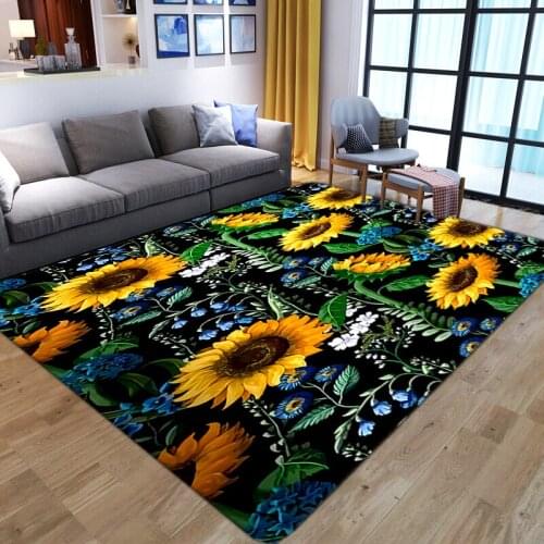 Modern Large Area Rugs High Quality Realistic sunflower Art Carpets For home Living Room Bedroom Anti-Slip rugs Floor Mats decor