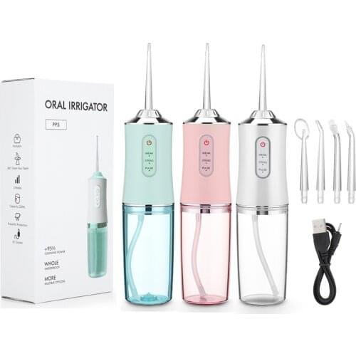 Dental Water Flosser Oral Irrigator Portable USB Rechargeable 220ml Water Tank Waterproof Teeth Cleaner Whitening Teeth Care