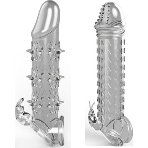 Thicken Penis Extender Sleeve Reusable Condoms Sex Time Delay Clitoris Stimulator Prostate Massage Sex Toys For Men Couples