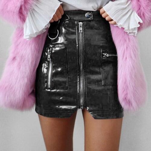 Home&Nest Fashion Womens Sexy High Waist Skirt Zipper Slit Pockets Leather Skirt Hip Mini Skirt Womens Skirts Summer 2020 New