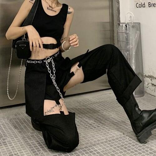 Woman Jeans High Waist Wide Leg Fashion Harajuku Straight Pants Y2K Style Hollow Detachable Trousers Jeans Streetwear Vintage