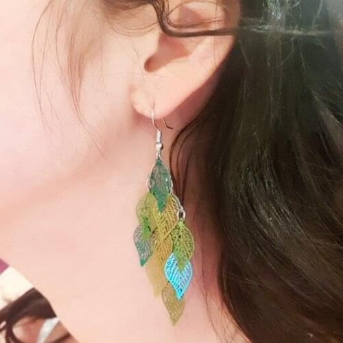 Womens Earrings Fashion Bohemian Hollow Leaves Tassel Dorp Earrings Long Dangle Earring Ladies Charm Jewelry Gifts