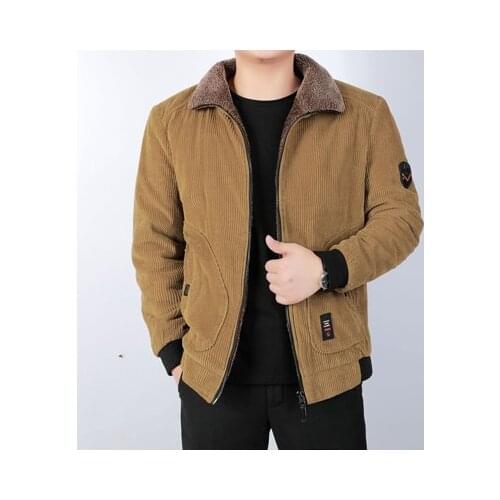 Winter Mens Bomber Jacket Fashion Man Corduroy Cotton Warm Padded Coats Casual Outwear Thermal Jackets Mens Clothing