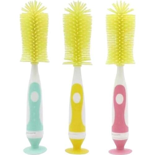 Silicone Baby Bottle Brushes Nylon Nipple Brushes Multifunctional Spout Tube Teat Sponge Feeding Bottle Cleaning Brush Cleaners