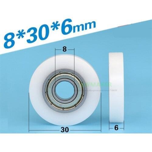 10pcs 8*30*6mm wrapped 698 bearing pulley, plain plastic passive guide wheel/Peilin wheel/POM roller pulley