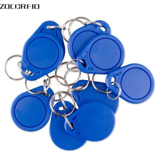 100pcs(Compatible with S50) RFID 13.56 Mhz IC Tag Token Key Ring IC cards Blue china fudan FM1108 chips