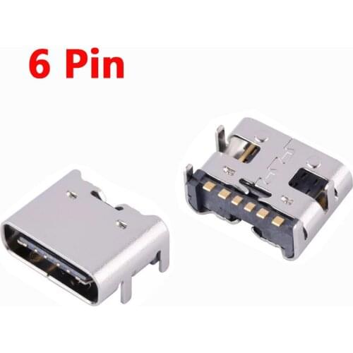 1000pcs USB TYPE-C Female 6Pin High Current Charging Socket Interface 4-pin Patch Type USB C Power Port Connector Jack