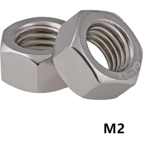 1000pcs M2 Hex Nut DIN934 A2-70 304 Stainless Steel Metal Hexagon Nut
