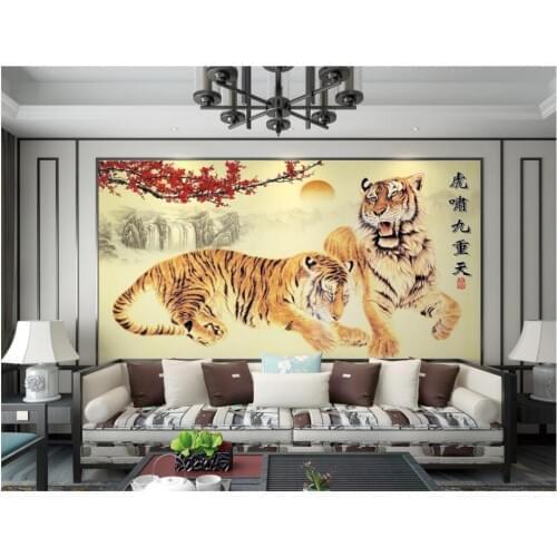 3d wall murals wallpaper for children bedroom Chinese double tiger illustration home decor photo wallpaper for walls 3 d