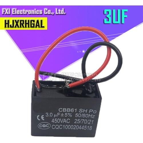 5pcs CBB61 3uf starting capacitance AC Fan Capacitor 450V CBB Motor Run Capacitor