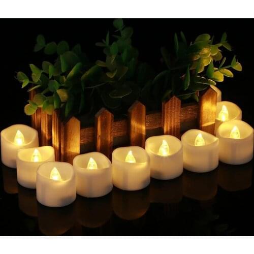 6Pcs/Set Home Decoration Lamp Night Light Led Candle White Light Decoration Candle Light Round White Shell Yellow Light Flashing