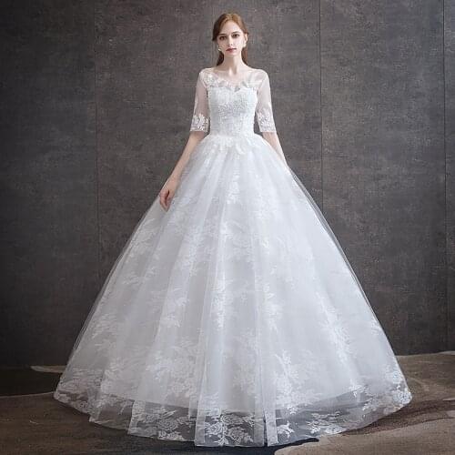 AIJINGYU 2021 2020 bridal new hot selling cheap ball gown lace up back formal bride dresses wedding dress FU126
