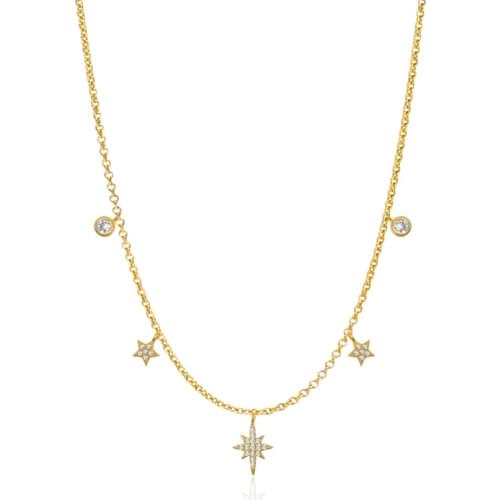 CANNER Real 925 Sterling Silver Necklace For Women Star Alone Star Star Star Jewelry Charming Pendant Chain 18K Choker Joyero