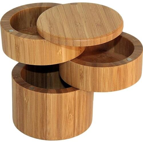Bamboo Salt Pepper Box Seasonings Spice Storage Container for Kitchen BBQ