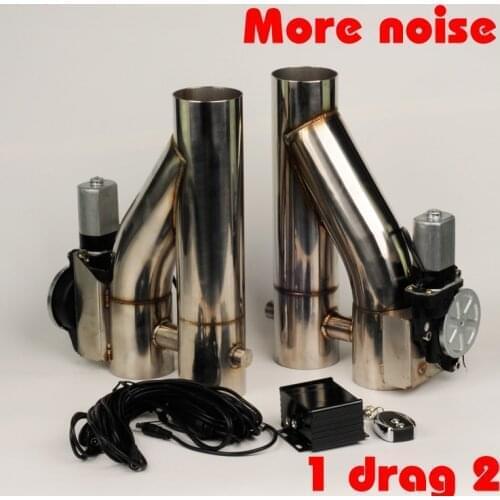 FREE SHIPPING 2Pcs Stainless Steel Double Valve Exhaust Cutout Pipe Muffler Bypass Exhaust Trim Down Tube Remote Control DYTR