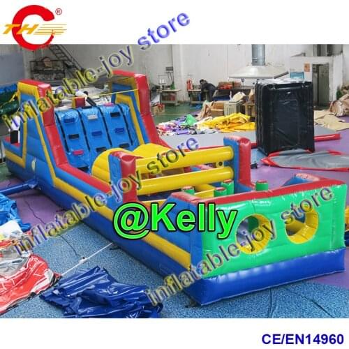 Free shipping 12x3x3mH inflatable obstacle sport game, big outdoor inflatable bounce sport game, inflatable obstacle course game