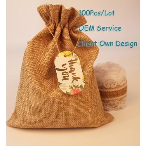 Thank You Packing Label Gift Decor Tag Wedding Favor Color Card Handmade Kraft Paper HangTags 100Pcs/Lot Can Be Customized