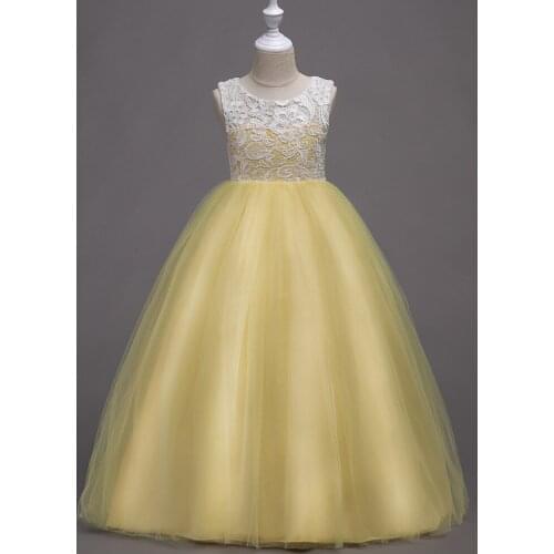 Girl Flower Party Dress Pageant Formal Kids Performance Vestidos Embroidered Childrens Dress Princess Girl Wedding Dress