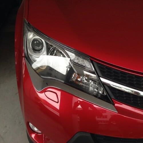 For Toyota RAV4 RAV 4 2013 2014 2015 ABS Chrome Front Head Light Headlight Lamp Eyelid Eyebrow Cover Trim Decoration Accessories