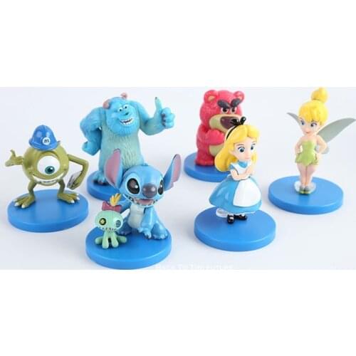 Disney Monsters University Stitch Sulley Mr Q 6pcs/set 8cm Action Figure Posture Anime Decoration Collection Figurine Toy model