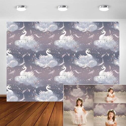 Photography Backdrops Newborn Baby Shower Photocall Background Watercolor Swan Photography Backgrounds for Photo Studio Shoot