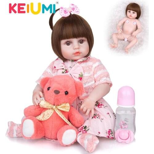 KEIUMI 19Inch Lovely Reborn Baby Dolls Full Silicone Reborn Baby Girl Doll Toys Short Hair For The Best Birthday Gift For Kids