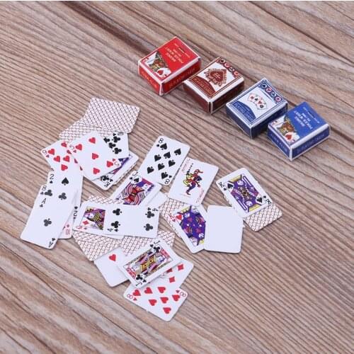 2set Mini Poker Card Cute Miniature Dollhouse 1:12 Mini Poker Playing Cards Home Decoration Toys