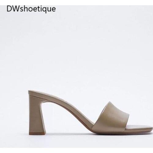 Summer square toe women slides high heel outside women sandals