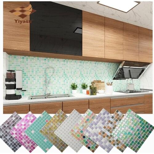 Hot Mosaic Wall Tile Peel and Stick Self adhesive Backsplash DIY Kitchen Bathroom Home Wall Sticker Vinyl 3D PVC