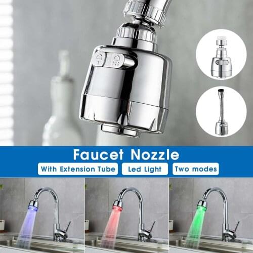 LED Light 7 colors Water Saving ABS Faucet Aerators Water Tap Nozzle Filter splash-proof Faucets bubbler for Kitchen Bathroom