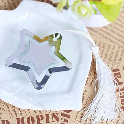 Newest Star Metal Bookmark with Tassel Exquisite Wedding Gifts Creative Book Markers Students Favors Book Holder 20Pcs/Lot