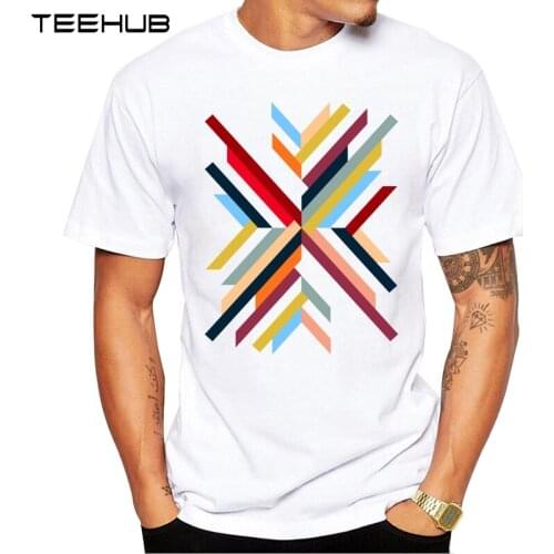 New Arrivals 2019 TEEHUB Cool Abstract Geometric Design Mens Fashion Printed T-Shirt Short Sleeve O-neck Tops Hipster Tee