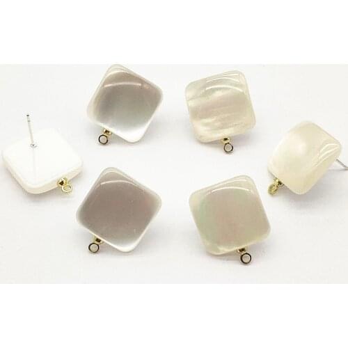New arrival! 20x16mm 100pcs White Color Resin Square Shape Ear Stud for Handmade Earring DIY Parts Jewelry Findings & Components