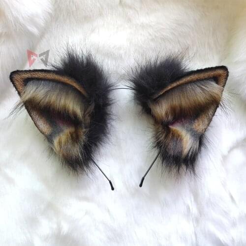 New Brown Black Wolf Cat Ears Hair Hoop Hand Made Work For KC Halloween Cosplay Party Game Costume Accessories Custom Made
