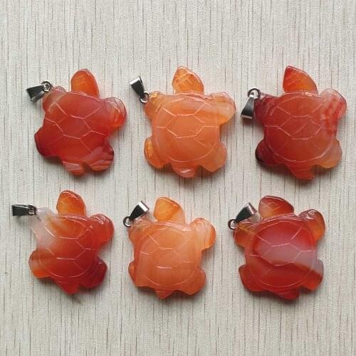Fashion natural red onyx turtle shape pendants for necklace jewelry making wholesale 6pcs/lot free shipping