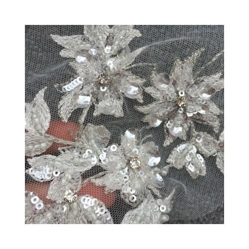 Multi-color Work Beaded Diamond Sequins Lace flower Embroidered Piece DIY Wedding Dress Dance Performance Clothing Accessories