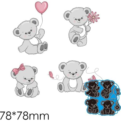 Cutting Dies Four Little Bears New Metal Stencils DIY Scrap Booking Paper Cards Making Decoration 78*78mm