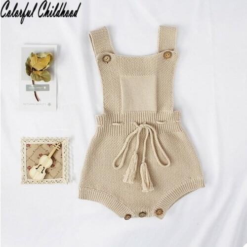 Pink Khaki romper baby girls suspender jumpsuit infant newborn overalls cotton knitted outfits 6m 12m 18m 24m